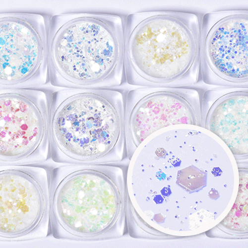 Aurora Hexagon Mix Pearl Glitter, Choose 1 of 12 Options (DT)