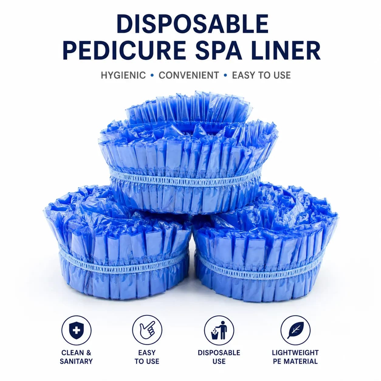 Disposable Pedicure Spa Liner – Blue Plastic Foot Spa Basin Liner 400 pieces